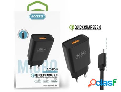Kit Cargador + Cable ACCETEL para Tcl 306 Negro