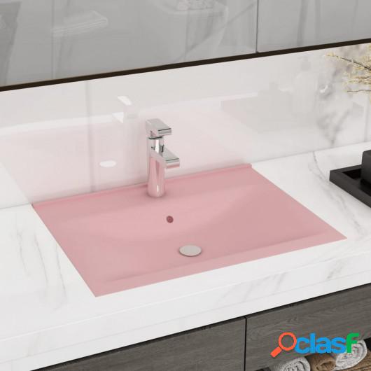 Lavabo de lujo con grifo cerámica 60x46 cm rosa mate