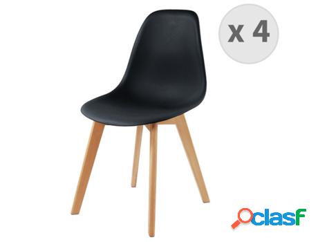 Lena-Silla Escandinava Negra Patas De Haya (X4)