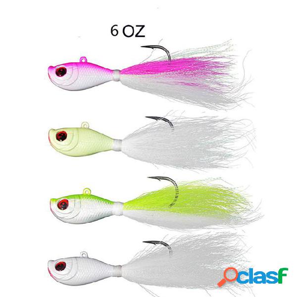 Lifelike 6oz bucktail fishing lures colorful lead head with
