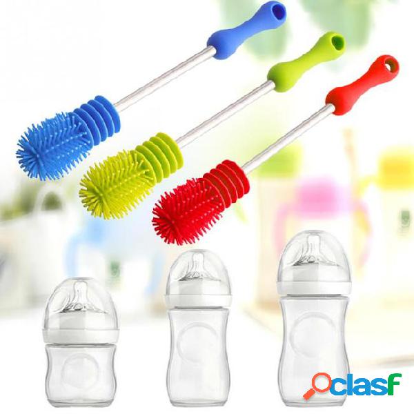 Long handle silicone cup scrubbing cleaning brush bottle