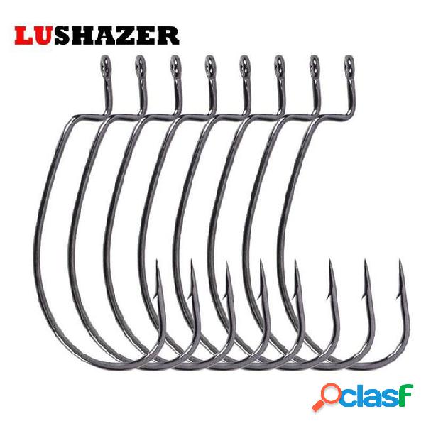 Lushazer carbon steel fishing hooks lead jig head 6 sizes 1#