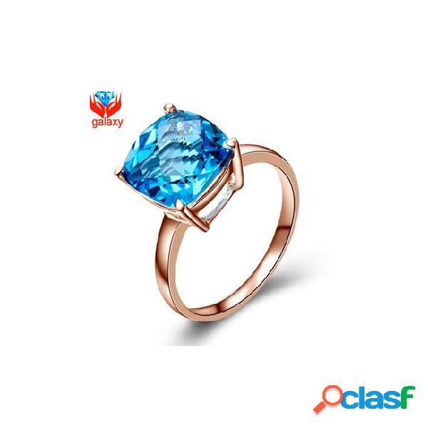 Luxury 10mm 4.5ct big blue cubic zirconia wedding rings for