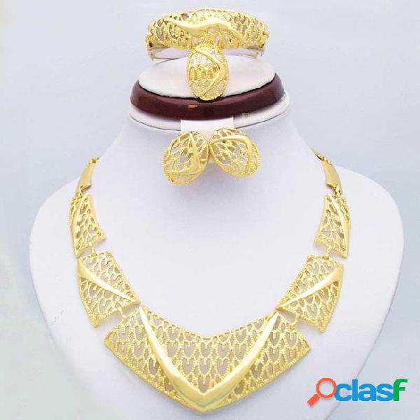 Luxury 18k gold plated elegant wedding bridal jewelry sets