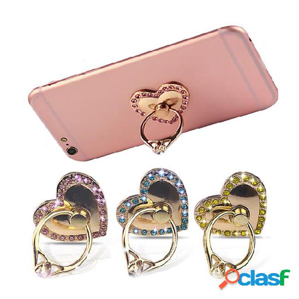 Luxury 360 degree diamond heart-shaped finger ring mobile