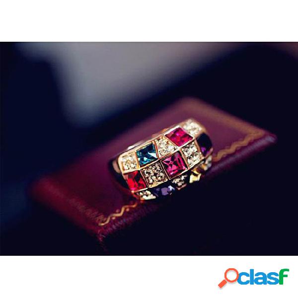 Luxury austrian crystal rings fashion colorful crystal