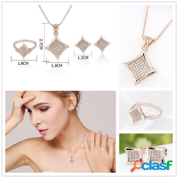Luxury beautifully alloy micro diamond pendant necklace ring