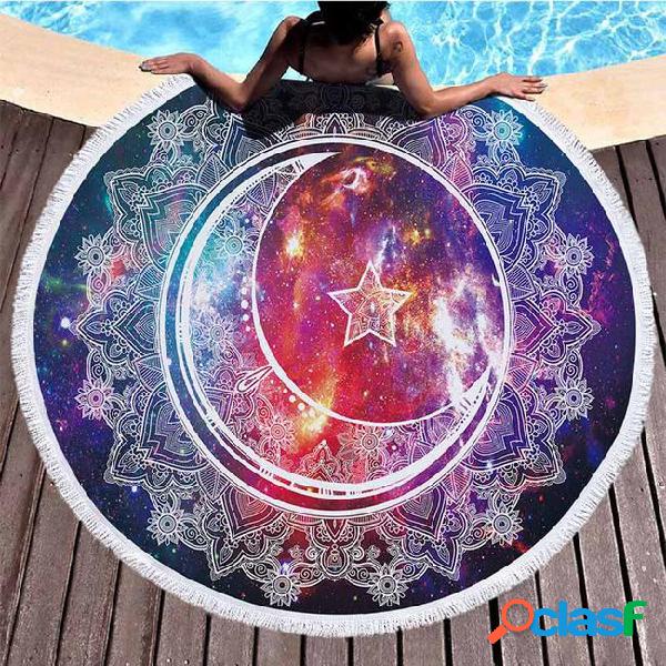 Mandala universe starry sky elephant round beach towel 150cm