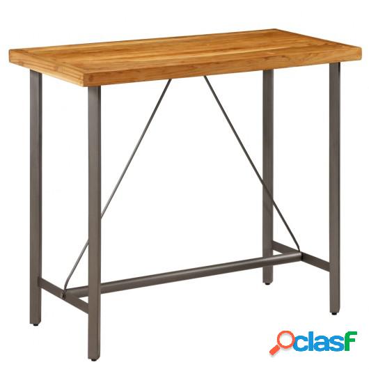 Mesa de bar de madera maciza de teca reciclada 120x58x106 cm