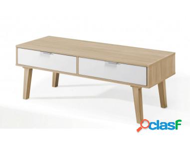 Mesa de centro con 2 cajones 2276 Roble/Blanco - Mesas de