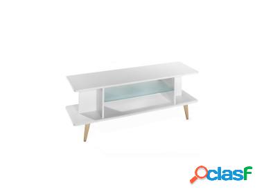 Mesa rectangular con estante cristal 2476 Blanco - Mesas de