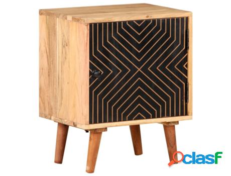 Mesita de Noche VIDAXL (Beige - Madera de Acacia - 40 x 30 x