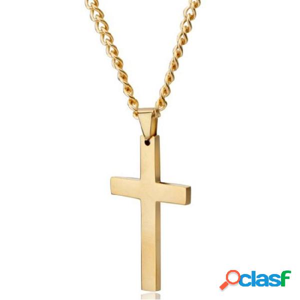 Mic fashion alloy glossy cross charm pendant chain necklace