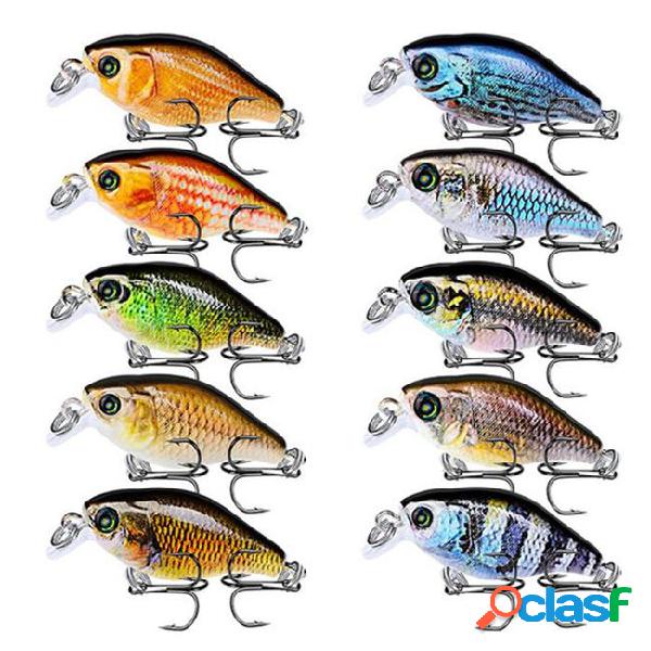 Mixed 10 color 4.5cm 4g crank hard baits & lures 10# hook