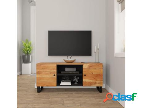 Mueble de TV VIDAXL (Negro - Madera de Acacia - 105 x 33 x