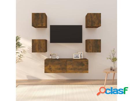 Mueble de TV VIDAXL de Pared (Marrón - Madera Contrachapada