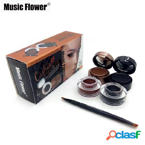 Music flower 4 in 1 durable soft smooth eyeliner gel+eyebrow