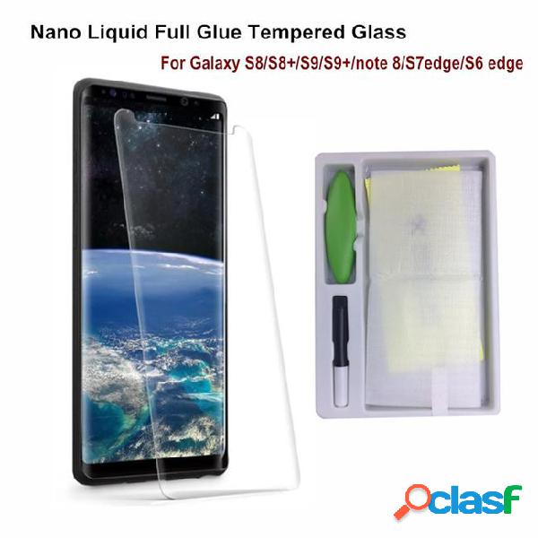 Nano liquid full glue tempered glass for galaxy note 8 s8 s9