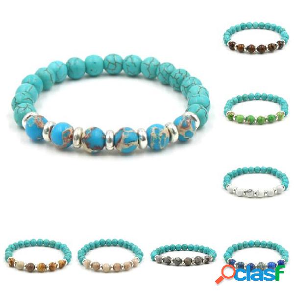 Natural stones beads bracelet tiger eyes green blue emperor