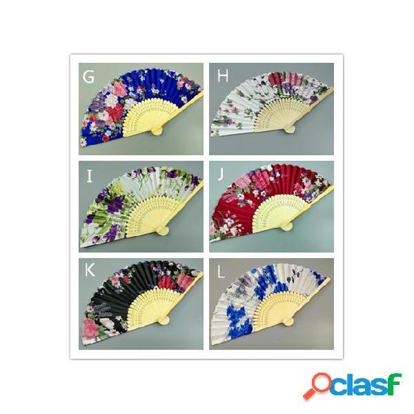 New 100pcs colorful chinese bamboo folding hand fan flowers