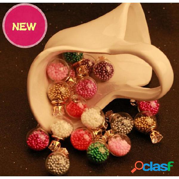 New 11 colors 2015 summer style glass stud earring pearl