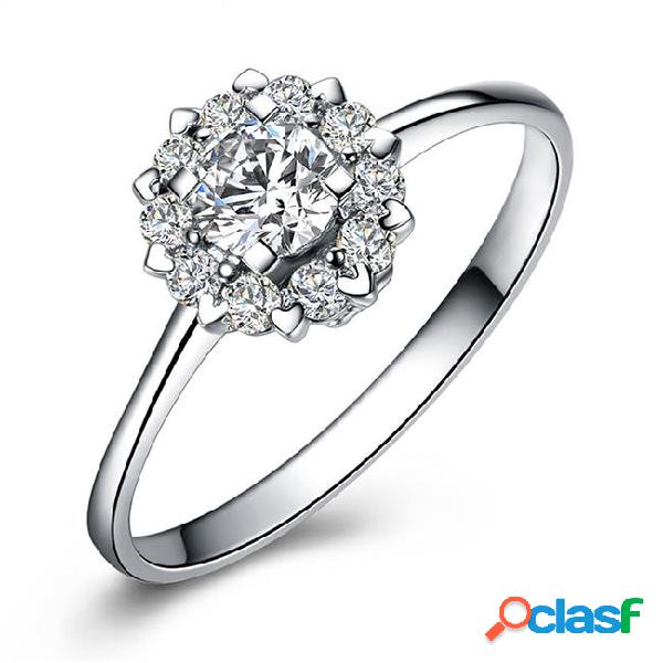 New 925 sterling silver floral ring women wedding flower
