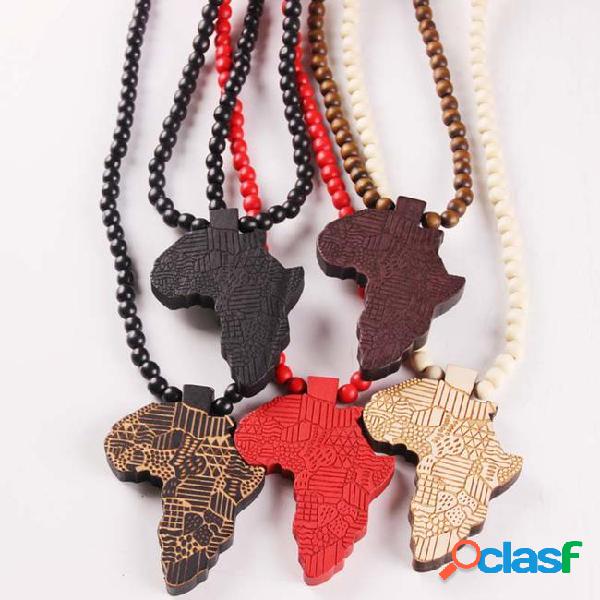New africa map pendant good wood hip-hop wooden nyc fashion