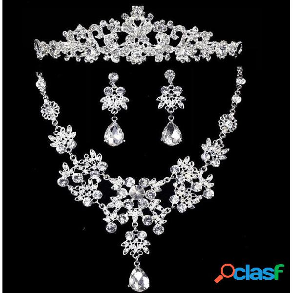 New arrival rhinestones bridal jewelry sets silver crystals