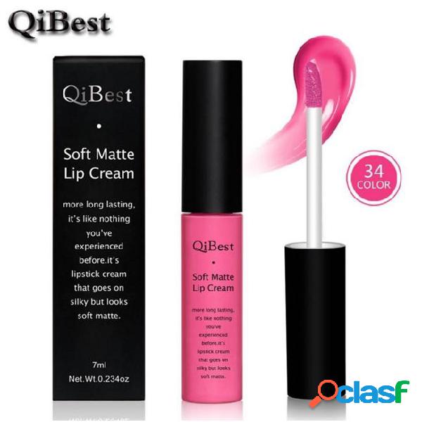 New arrive matte lip gloss qibest 34colors makeup non-stick