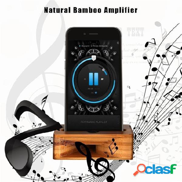 New bamboo mobile phone stand holder sound amplifier speaker