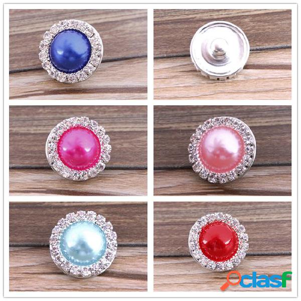 New diy noosa button alloy + crystal + pearl snap buttons