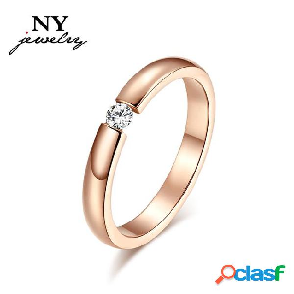 New free shipping fashion rose gold plated cz ring