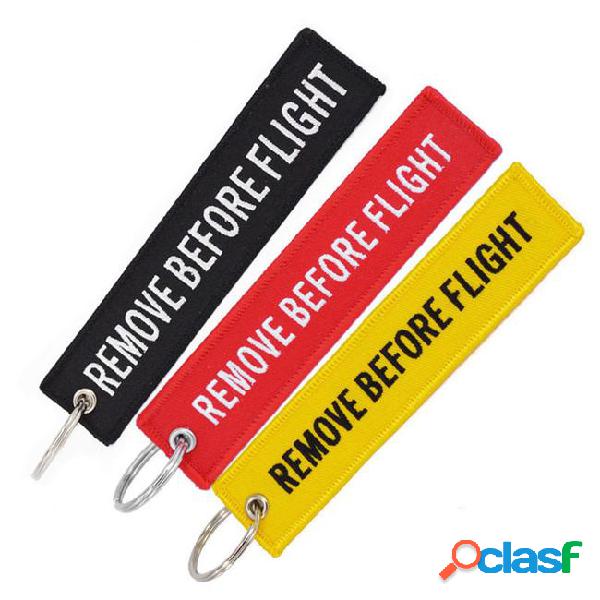 New keychain remove before flight embroidered canvas color