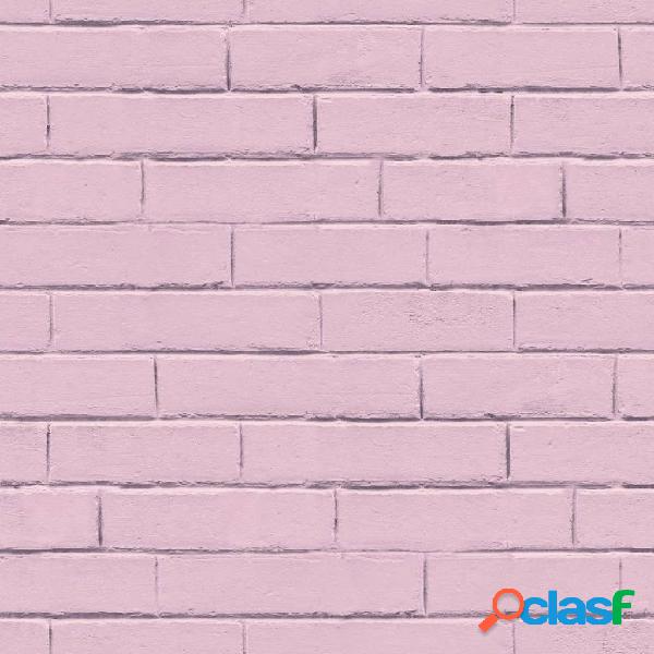 Noordwand Good Vibes Papel de pared Brick Wall rosa