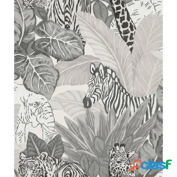 Noordwand Good Vibes Papel de pared Jungle Animals gris y