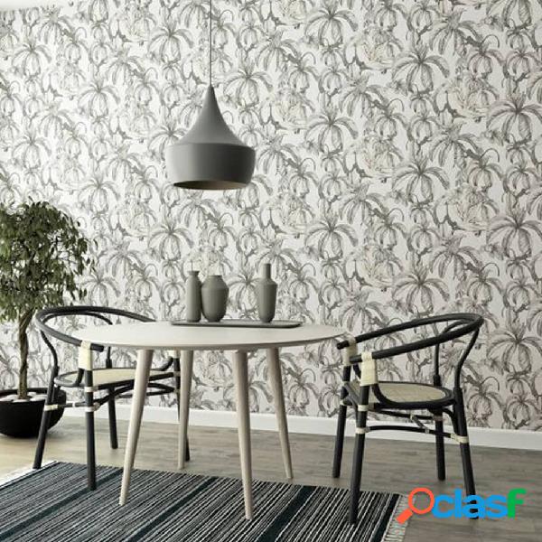 Noordwand Topchic Papel de pared Monkey Jungle Leaves gris y