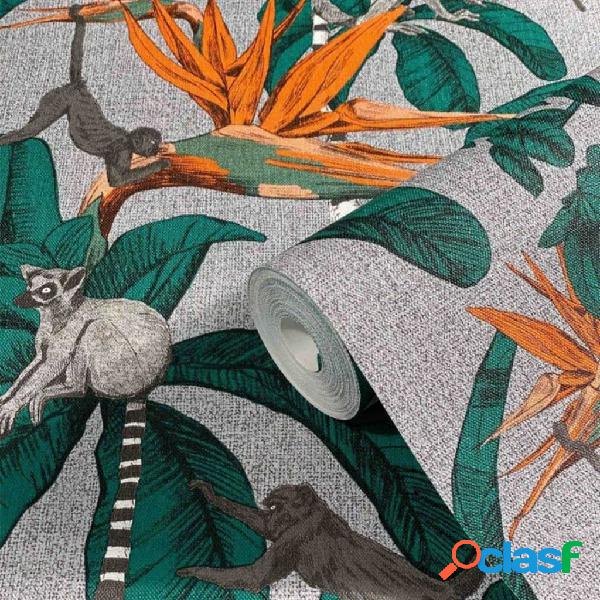 Noordwand Topchic Papel de pared Monkey Jungle Leaves verde