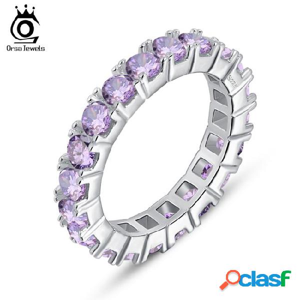 Orsa grade purple austrian cubic zircon wedding bands for