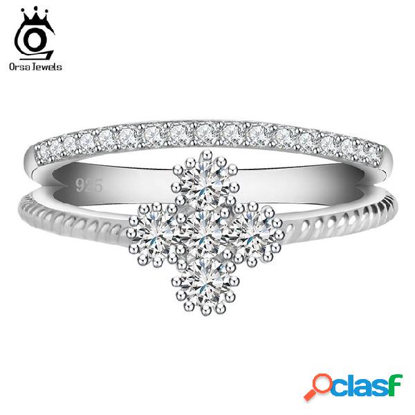 Orsa new arrival women wedding rings platinum plated clear