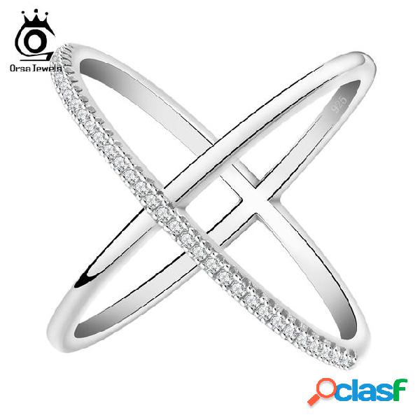 Orsa new cross shape engagement zircon ring white gold