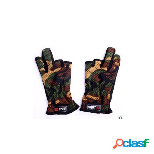 Outdoor anti-slip glove 3 low-cut fingers camouflage fishing
