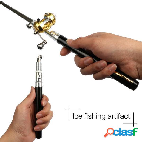 Outdoor mini portable pocket fishing pen shape pole aluminum