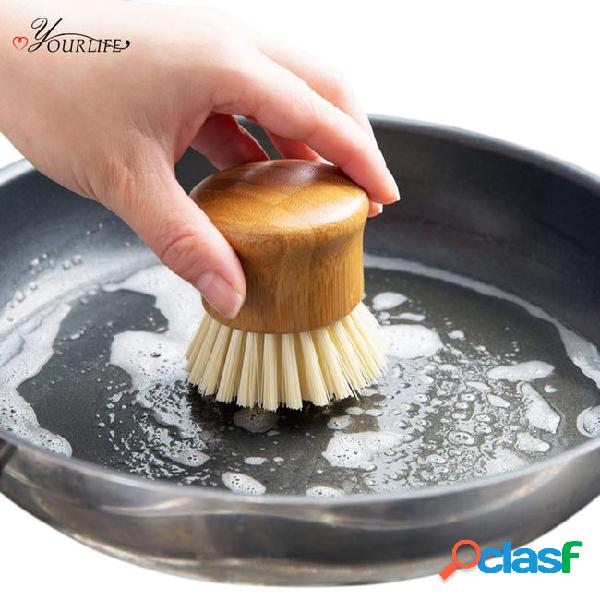 Oyourlife kitchen creative bamboo handle cleaning brush