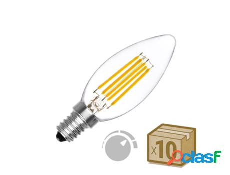Pack X Bombilla Filamento Led Vela E14 Cob 6W Regulable