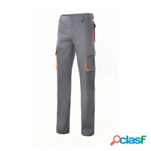 Pantalon Trabajo T42 Con Pinza Tergal Gris/Naranja Velilla