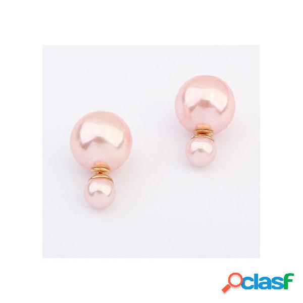 Pearl earrings double side shining pearl stud earrings big