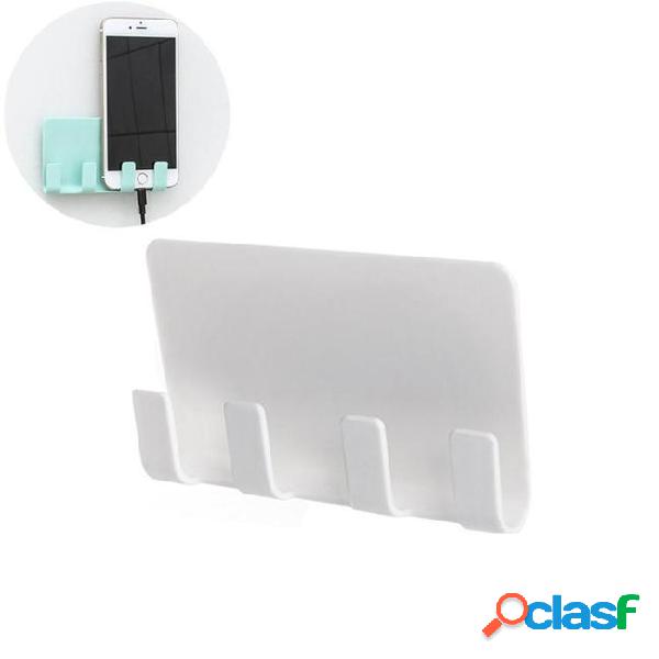 Phone charger wall mounted 4 hooks storage hanger rack