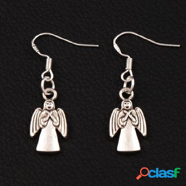 Praying archangel earrings 925 silver fish ear hook