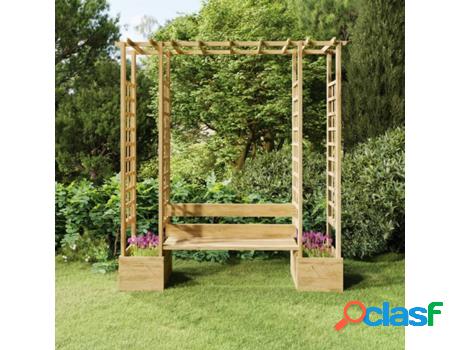 Pérgola De Jardín Con Banco Y Jardinera VIDAXLs Madera