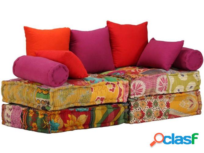 Pufe VIDAXL modular 2 plazas en retazos